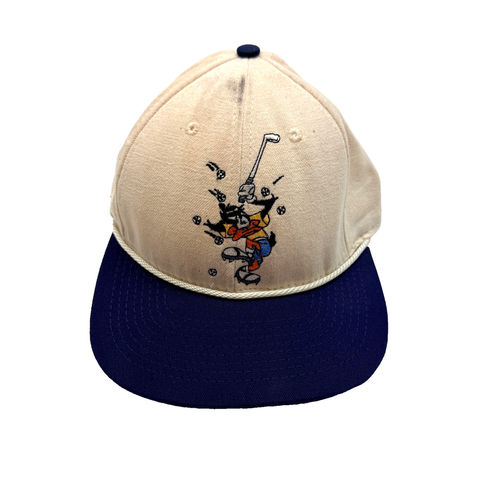 VINTAGE Daffy Duck Hat Cap Leather Strap Warner Bros Looney Tunes Golf Mens